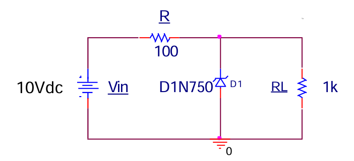 Fig 3. Circuit diagram for observing V-I characteristics for zener diode.