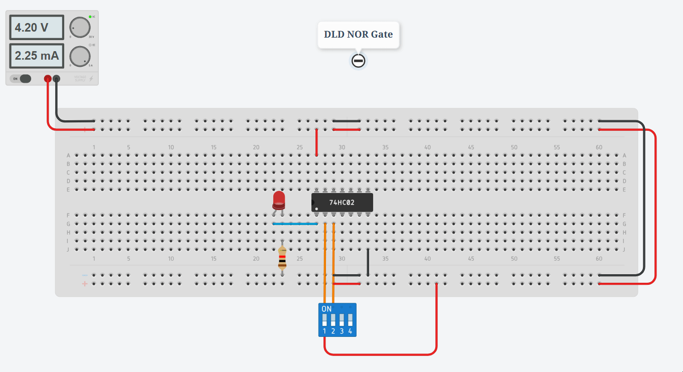 NOR gate Corrected connection testing