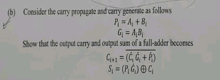 Carry Propagate and Carry Output